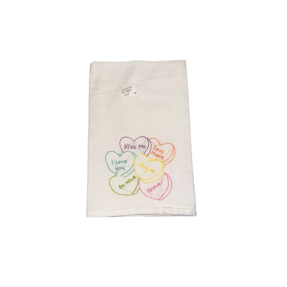 Had Embroidered Valentines Day Kitchen Towel